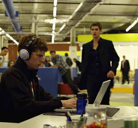 A scene from the social network demonstrating the cataclysmic effects programming.
