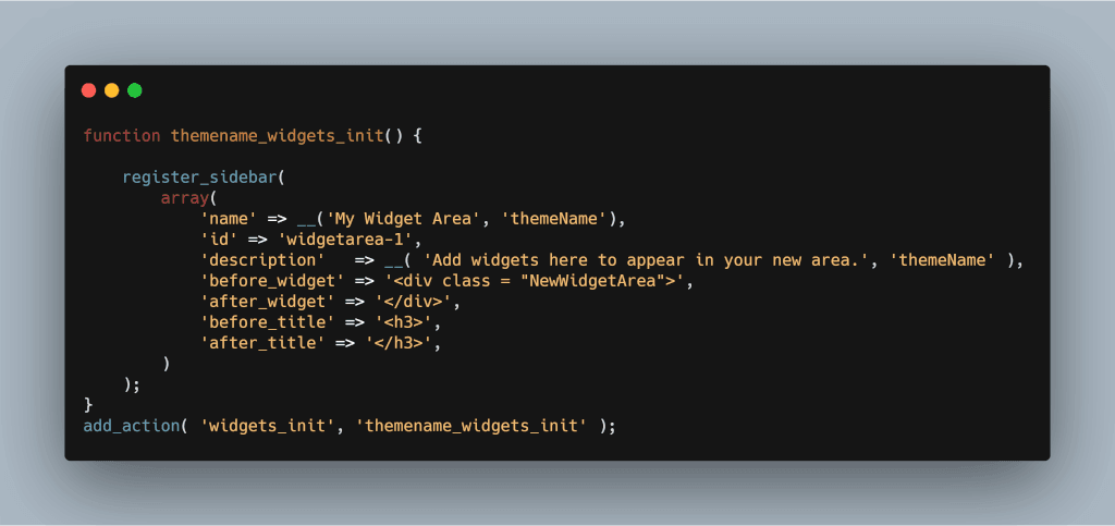 wordpress widget code snippet in a pretty box